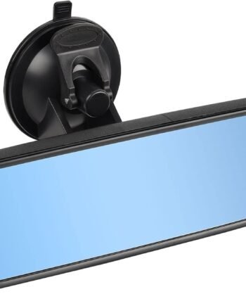 9.6'' Anti Glare Rear View Mirror with Suction Cup, Stick on Universal Inside Rearview Blue Mirror with Realistic Flat Wide Angle Mounted on Windshield for Car Auto Truck  Van (245mm)