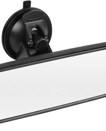 9.6'' Rear View Mirror with Suction Cup, Stick on Universal Inside Rearview White Mirror with Realistic Flat Wide Angle Mounted on Windshield for Car Auto Truck  Van (245mm)