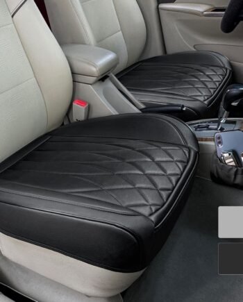 2 Pack Leather Front Car Seat Cover Bottom Car Seat, Universal Anti-Slip Driver Car Seat Protectors with Storage Pocket, Waterproof Bottom Auto Seat Cushion Pad Mat for Most Vehicles(Black)
