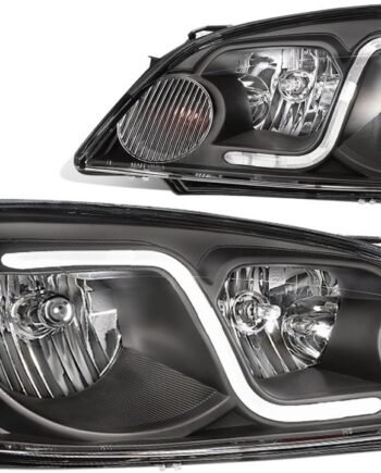 Black & Amber LED Headlights with Day Running Light Strip