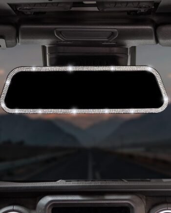 Bling Car Rear View Mirror, 12 Inch Panoramic Rearview Mirror, Interior Clip-on Wide Angle Convex Universal Rear View Mirror to Reduce Blind Spot Effectively for More Car  Trucks
