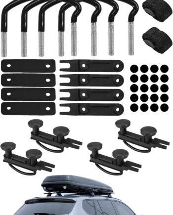 4Pack Roof Box U-Bolt Clamps with 8 Lock Nuts,  Roof Box U-Bolt Clamps Car Van Mounting Fitting Kit with 8 Lock Nuts 2 Straps for Cargo Carrier Rack