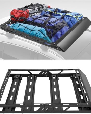 50" x 39" x 4.75" Roof Rack Cargo Basket W/Cross Bars Fit for Car SUV Pickup Truck Van Universal Top Cargo Carrier Metal Luggage Storage Holder Basket Rack for Travel 150Lbs Steel Black