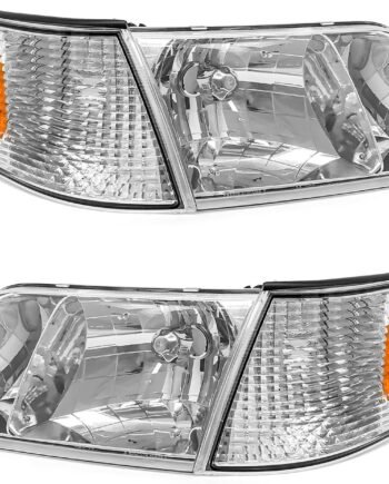 Universal Headlight Assembly, Chrome Housing & Amber Reflector, Pair