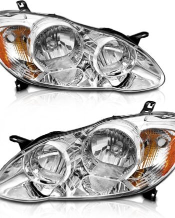 Headlight Assembly, Chrome Housing & Amber Reflector, Driver & Passenger Side Pair